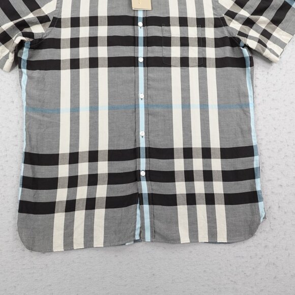 Burberry Shirt Mens 2XL Gray Beige Nova Check Button Up London England NWT NEW - Picture 3 of 14